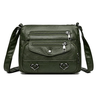 Rhea - Classic Multi-Pocket Crossbody Bag With Front Zippers