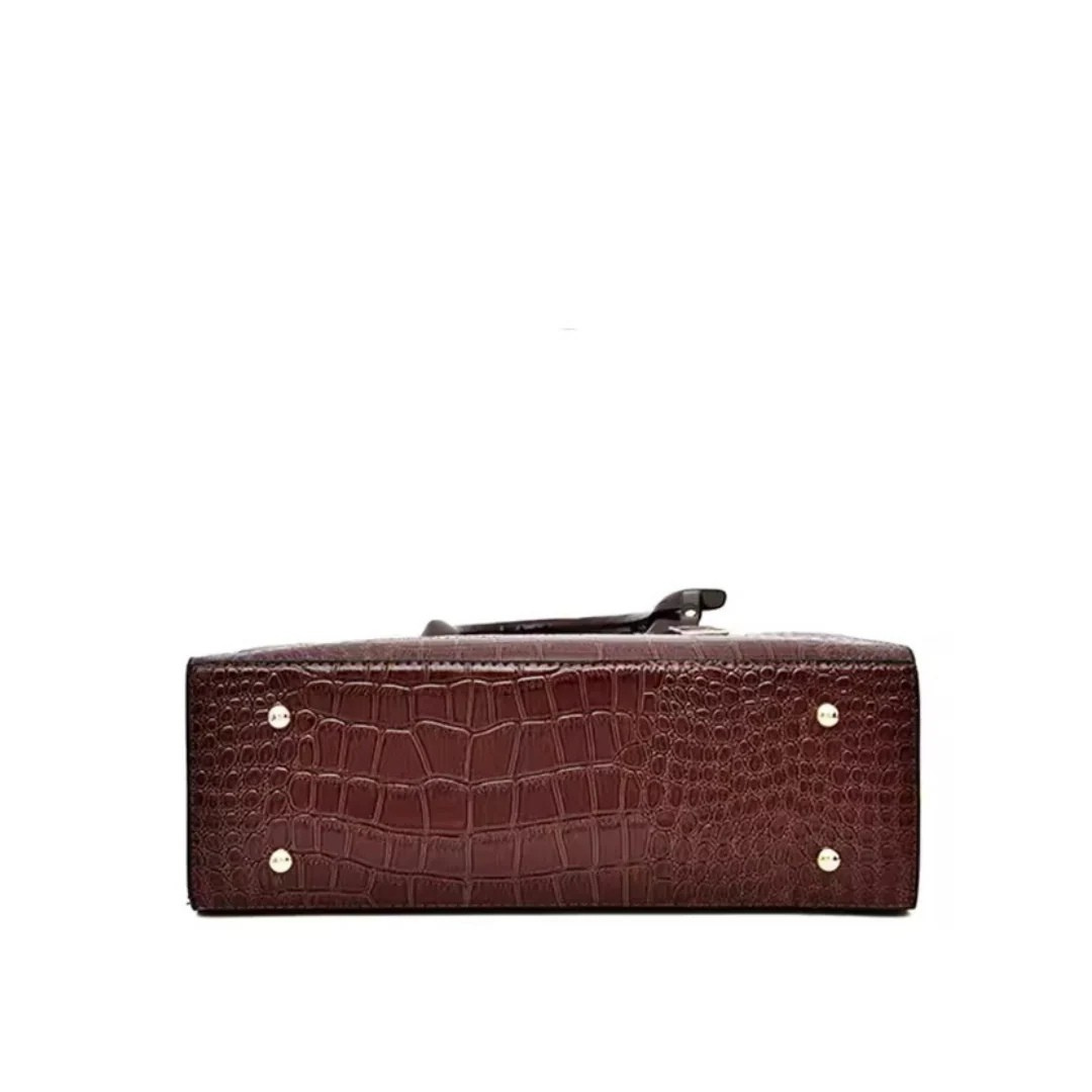 Elara - Luxury Croco-Embossed Structured Handbag With Shoulder Strap
