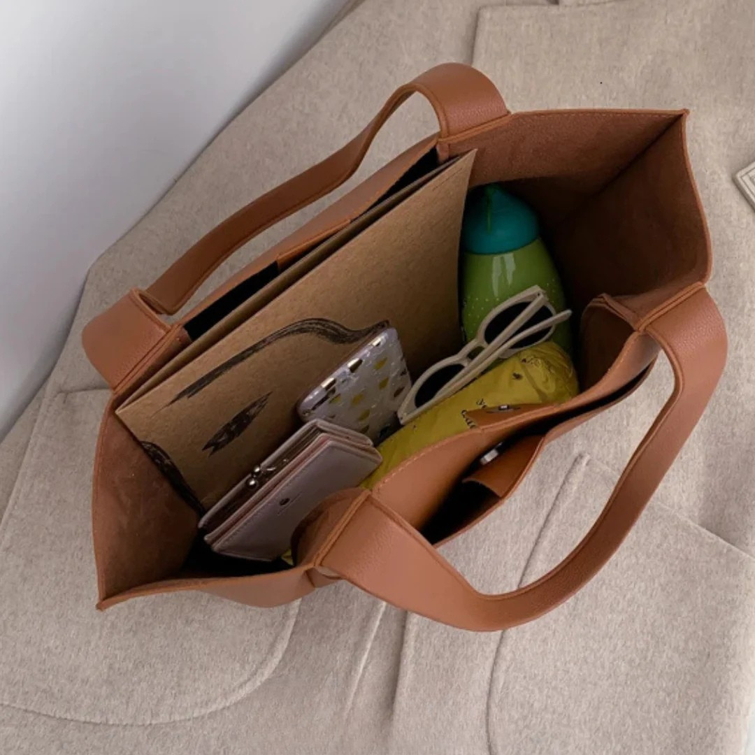 Hazel - Elegant Brown Tote Handbag With Spacious Interior