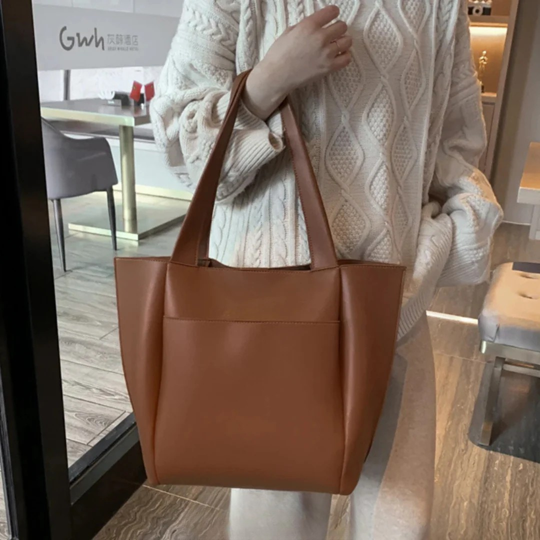 Hazel - Elegant Brown Tote Handbag With Spacious Interior