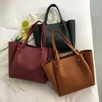 Elina - Minimalist Large Tote Handbag With Open Top